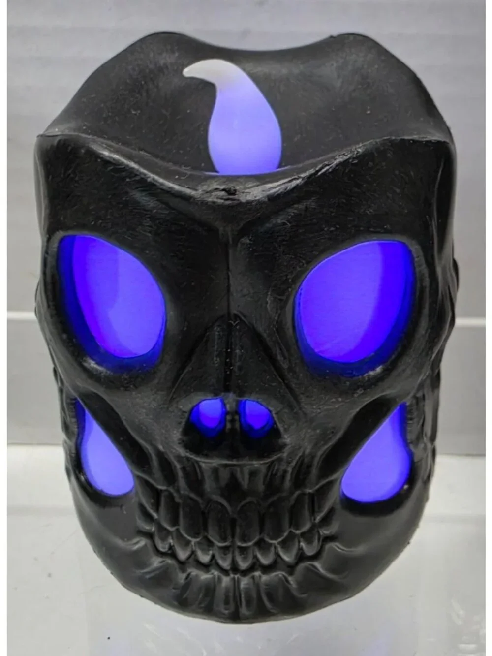 Halloween Skull Décor Lot Light Up Candle Iridescent Ceramic Gothic Mirror